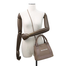 Load image into Gallery viewer, BALENCIAGA Navy Kabas Greige390346 Leather Canvas Size XS