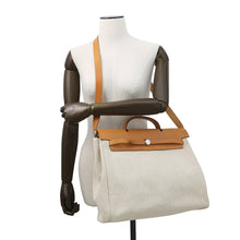 Load image into Gallery viewer, HERMES Herbag Ecru/Natural Toile H Leather Size MM