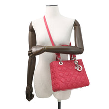 将图像加载到图库查看器中,Dior Lady Dior Cannage 2WAY Handbag Pink Leather Size Medium