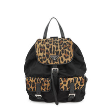 将图像加载到图库查看器中,PRADA Leopard Backpack Re-Nylon Black/Brown1BZ811 Nylon