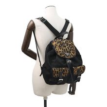 将图像加载到图库查看器中,PRADA Leopard Backpack Re-Nylon Black/Brown1BZ811 Nylon