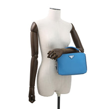将图像加载到图库查看器中,PRADA Saffiano Leather 2WAY Handbag Blue2VH069 Leather