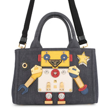 Load image into Gallery viewer, PRADA Canapa 2WAY Tote Bag Robot Navy/Multicolor1BG439 Denim