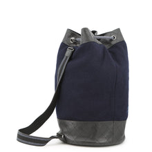 将图像加载到图库查看器中,CHANEL Embroidery One Diary Drawstring Shoulder Bag Navy/BlackA57519 Wool Leather