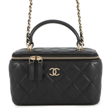 将图像加载到图库查看器中,CHANEL Matelasse Top Handle 2-Way Vanity Bag BlackAP1472 Lambskin