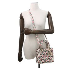 Load image into Gallery viewer, Dior Dior 2-way Bag for Women, Beaded White/Pink/Black Leather Rhinestone Size Small