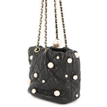 Load image into Gallery viewer, CHANEL Matelasse Drawstring BagChainShoulder BlackAS2518 Lambskin Faux Pearl