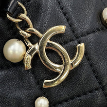 Load image into Gallery viewer, CHANEL Matelasse Drawstring BagChainShoulder BlackAS2518 Lambskin Faux Pearl