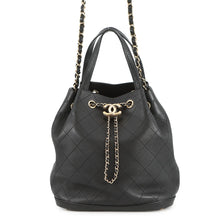 Load image into Gallery viewer, CHANEL Matelasse Drawstring 2WAYBag Black Leather