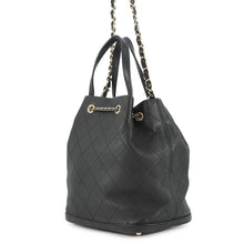 Load image into Gallery viewer, CHANEL Matelasse Drawstring 2WAYBag Black Leather