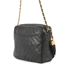 Load image into Gallery viewer, CHANEL Diamond Stitch Tassel Chain Shoulder Black Lambskin