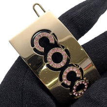 Load image into Gallery viewer, CHANEL COCO Barrette Champagne Gold/Pink Metal Rhinestone