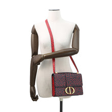 Load image into Gallery viewer, Dior Montaigne Heart Shoulder Bag Navy/Red Leather Size 30
