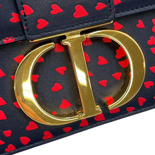 Load image into Gallery viewer, Dior Montaigne Heart Shoulder Bag Navy/Red Leather Size 30