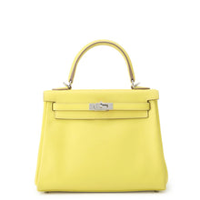 将图像加载到图库查看器中,HERMES Kelly Retourne Lime Swift Leather Size 25