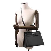 将图像加载到图库查看器中,HERMES Kelly Sellier Black Box Calf Leather Size 28