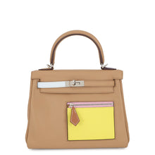 将图像加载到图库查看器中,HERMES Kelly Colormatic Chai/Blue Plume/Lime Swift Leather Size 25