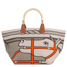 Load image into Gallery viewer, HERMES Steeple Tote Bag Beige/Fauve Toile H Barenia Leather Size 31