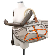 Load image into Gallery viewer, HERMES Steeple Tote Bag Beige/Fauve Toile H Barenia Leather Size 31