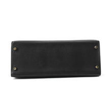 将图像加载到图库查看器中,HERMES Kelly Sellier Rose Azalee/Black Epsom Size 28