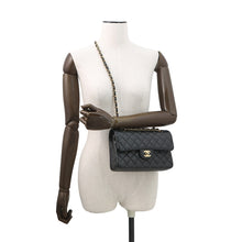 Load image into Gallery viewer, CHANEL Matelasse Double Flap Chain Shoulder Bag BlackA01113 Caviar Leather Size 23