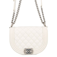将图像加载到图库查看器中,CHANEL Boy Chanel Chain Shoulder Bag WhiteAS3350 Caviar Leather