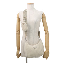 将图像加载到图库查看器中,PRADA Hobo Bag Shoulder Bag Beige1BC151 pile