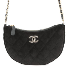 将图像加载到图库查看器中,CHANEL Half Moon ChainShoulder Bag Black Velour