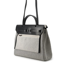 将图像加载到图库查看器中,HERMES Herbag zip Black/Ecru Toile GM Vache Hunter Leather Size PM