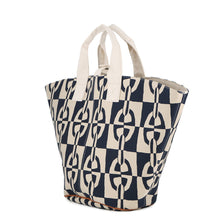 Load image into Gallery viewer, HERMES Panier de Plage Tote Bag White/Navy Canvas Size PM