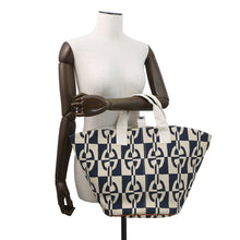 Load image into Gallery viewer, HERMES Panier de Plage Tote Bag White/Navy Canvas Size PM