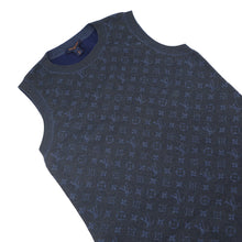 将图像加载到图库查看器中,LOUIS VUITTON Glitter Monogram Knit Dress Size L NavyRW241WW Wool 72% Cashmere18% Nylon7% Polyurethane3%