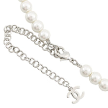 将图像加载到图库查看器中,CHANEL CC Logo Necklace SilverABF720 Metal Rhinestone Faux Pearl