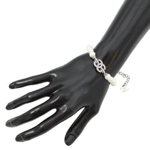 Load image into Gallery viewer, CHANEL CC Logo Bracelet SilverABF724 Metal Rhinestone Faux Pearl