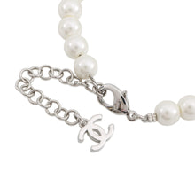 Load image into Gallery viewer, CHANEL CC Logo Bracelet SilverABF724 Metal Rhinestone Faux Pearl