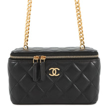 将图像加载到图库查看器中,CHANEL Matelasse Chain Vanity Bag Black Lambskin