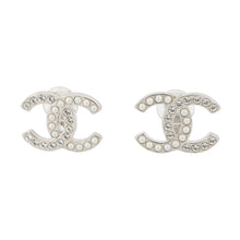 将图像加载到图库查看器中,CHANEL CC Logo Rhinestone Pearl EarringABD478 Metal Rhinestone Faux Pearl