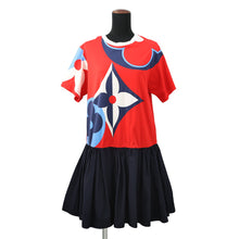 将图像加载到图库查看器中,LOUIS VUITTON Game On Asymmetrical Baby Doll Dress Size S Red/Navy/Multicolor Cotton Nylon Polyurethane