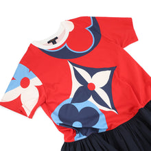 将图像加载到图库查看器中,LOUIS VUITTON Game On Asymmetrical Baby Doll Dress Size S Red/Navy/Multicolor Cotton Nylon Polyurethane