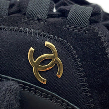 Load image into Gallery viewer, CHANEL CC Logo Low Cut Sneakers BlackG35617 Fabric Calf Leather Size 38
