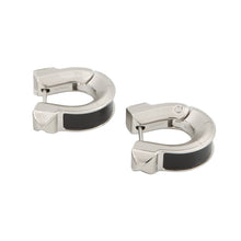 Load image into Gallery viewer, HERMES Earrings 《Joquette》 Size PM Black Box Calf Leather Metal