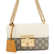 将图像加载到图库查看器中,GUCCI GG Supreme Padlock Shoulder Beige/Mustard/Ivory409487 GG Supreme Leather Size Small