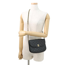 Load image into Gallery viewer, CHANEL Paris Exclusive Matelasse Fan-Shaped Single-Flap Chain Shoulder Bag Black Lambskin