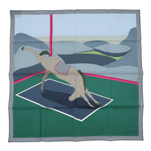 Load image into Gallery viewer, HERMES Carre "Cheval Tête en Bas" Size 65 Vert・Emerald / Blue・Horizon / Blue・Glacier Cotton51% Silk49%