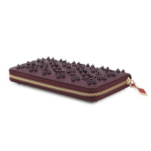 将图像加载到图库查看器中,Christian Louboutin Panettone Studded Zip Around Wallet Purple3175224 Leather