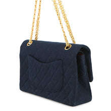 Load image into Gallery viewer, CHANEL Matelasse W-Flap W-Chain Shoulder Bag NavyA01112 CottonJersy Size 25