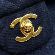 将图像加载到图库查看器中,CHANEL Matelasse W-Flap W-Chain Shoulder Bag NavyA01112 CottonJersy Size 25