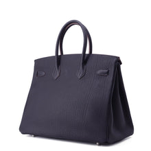 将图像加载到图库查看器中,HERMES Birkin Club Blue Indigo/Rouge Casaque/Fauve Fjord Leather Barenia Leather Ottoman Size 35