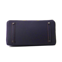 将图像加载到图库查看器中,HERMES Birkin Club Blue Indigo/Rouge Casaque/Fauve Fjord Leather Barenia Leather Ottoman Size 35