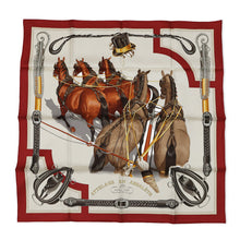 Load image into Gallery viewer, HERMES Carre 90 《Arcuate connection》 Size 90 Rouge・Cui / Greige / Halzan Silk100%